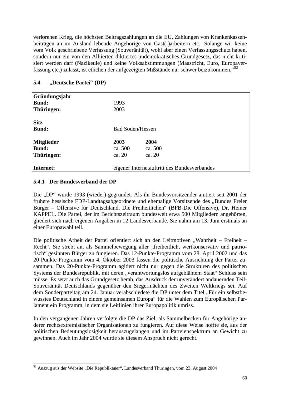 Seite 60 des Verfassungsschutzbericht 2004 Thüringen