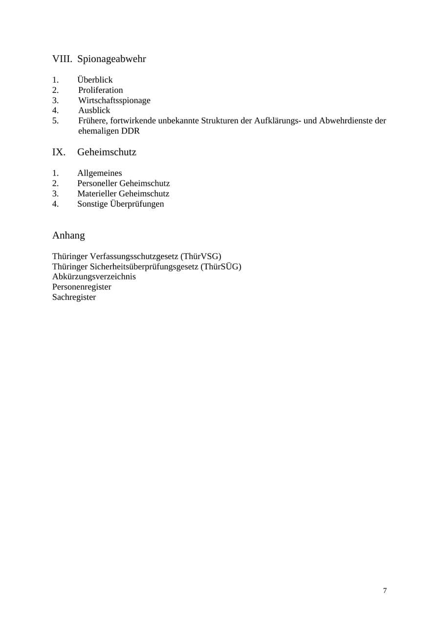 Seite 7 des Verfassungsschutzbericht 2004 Thüringen