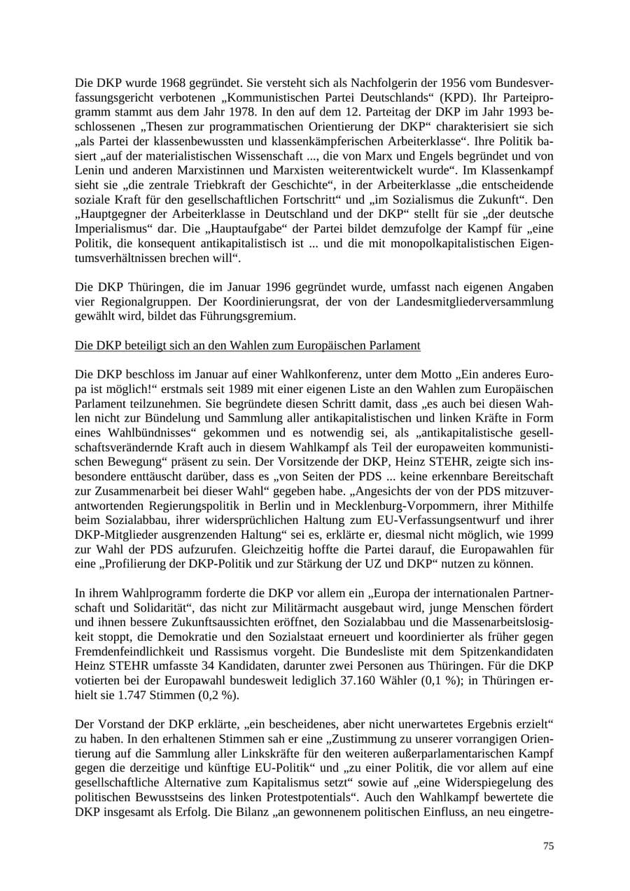 Seite 75 des Verfassungsschutzbericht 2004 Thüringen