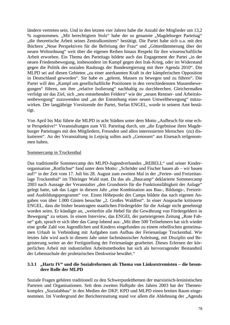 Seite 78 des Verfassungsschutzbericht 2004 Thüringen