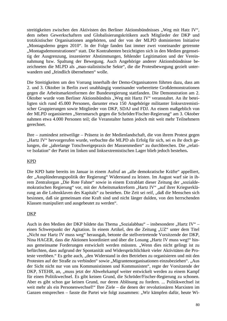 Seite 80 des Verfassungsschutzbericht 2004 Thüringen
