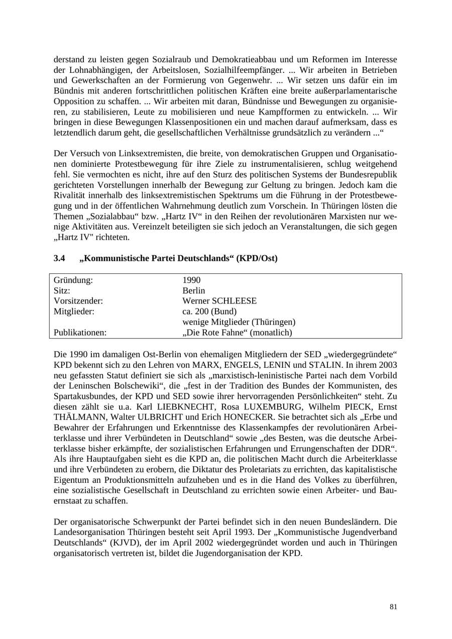 Seite 81 des Verfassungsschutzbericht 2004 Thüringen