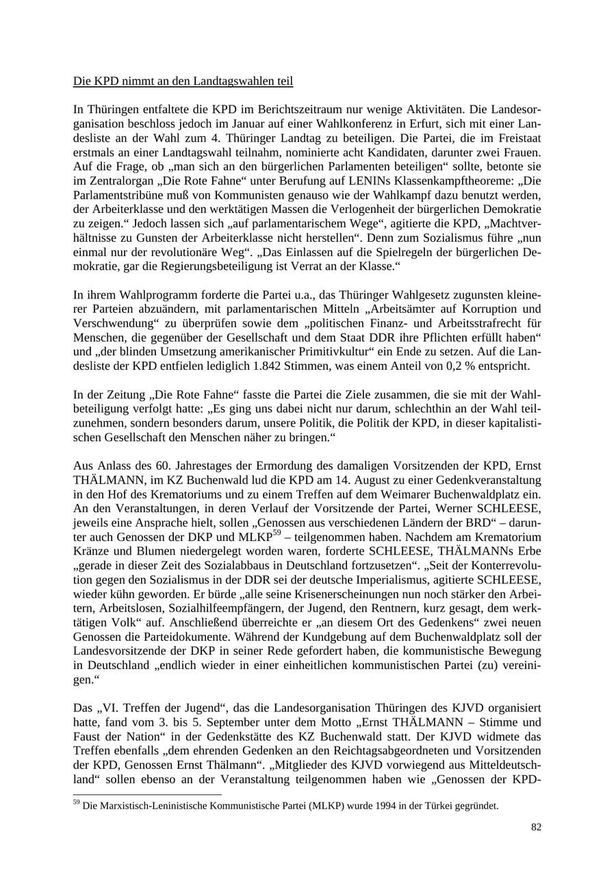 Seite 82 des Verfassungsschutzbericht 2004 Thüringen