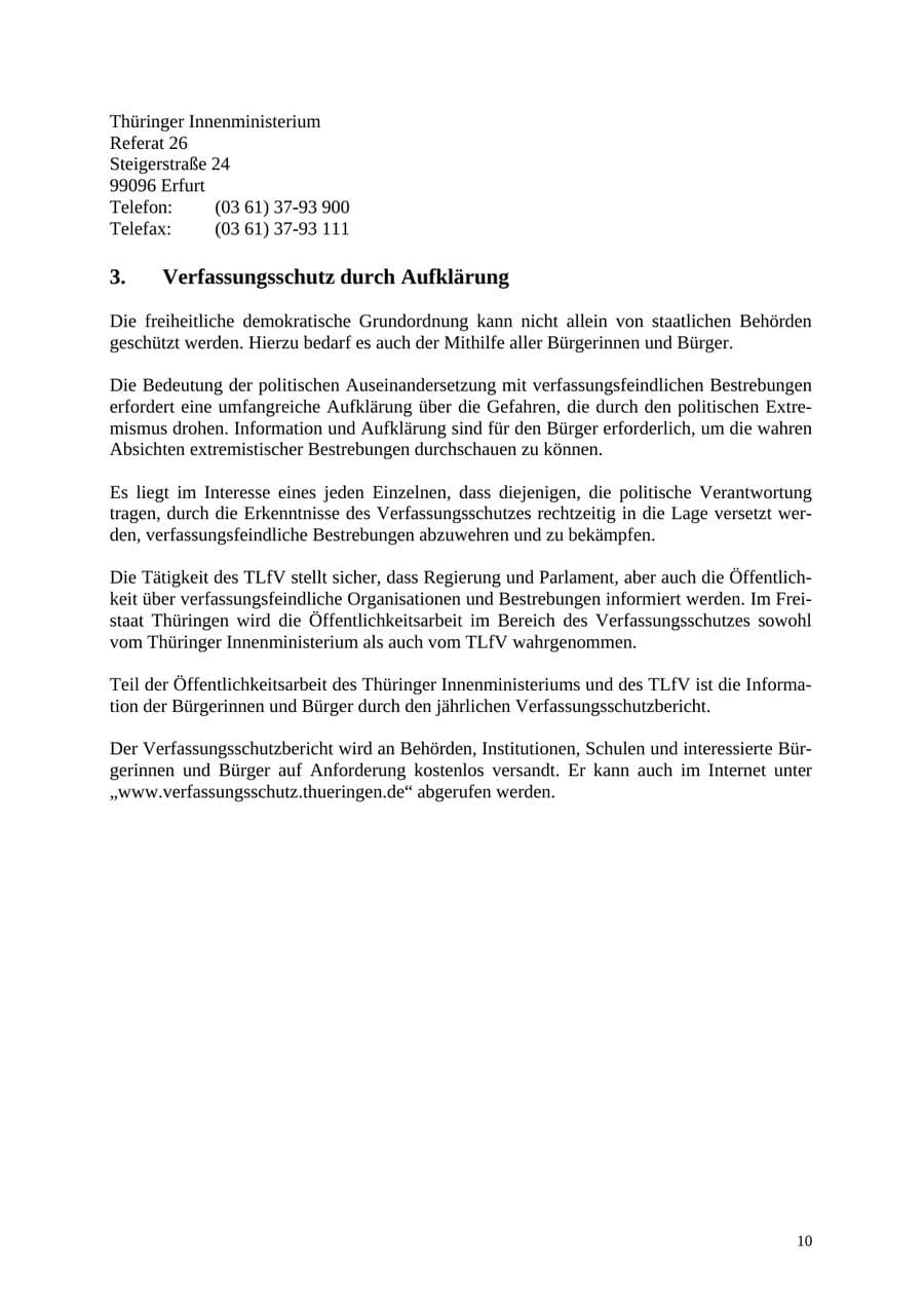 Seite 10 des Verfassungsschutzbericht 2004 Thüringen