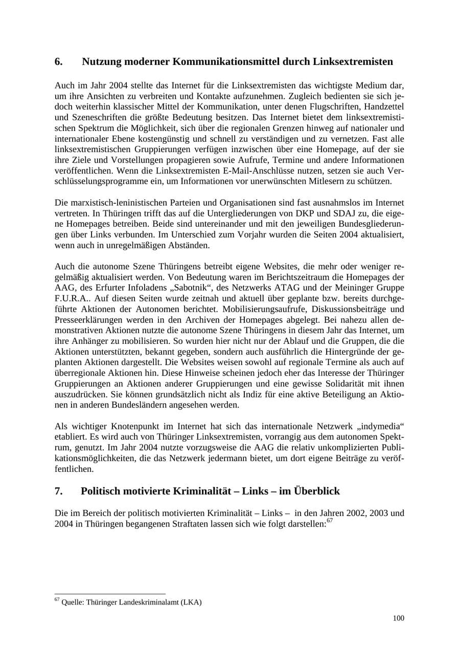 Seite 100 des Verfassungsschutzbericht 2004 Thüringen
