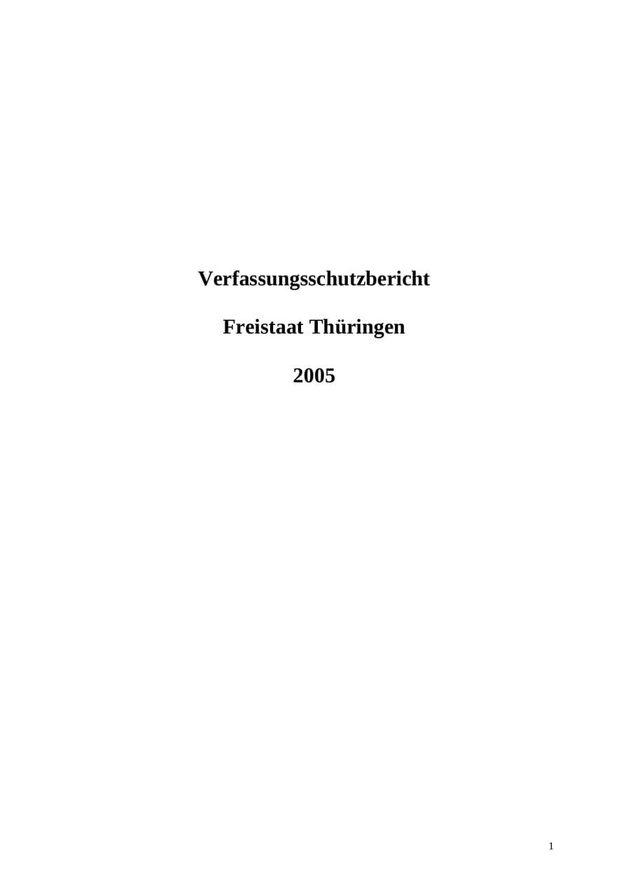 Seite 2 des Verfassungsschutzbericht 2005 Thüringen