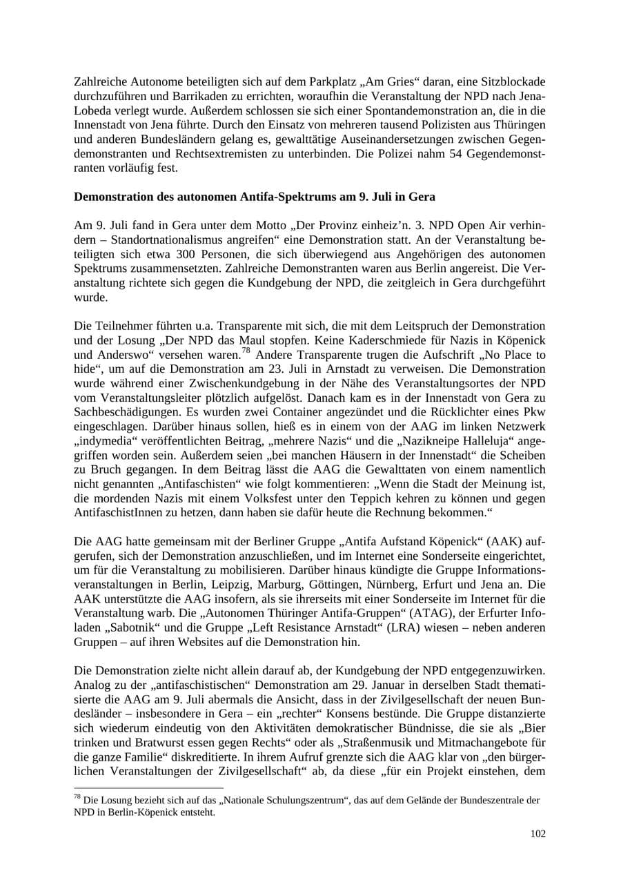 Seite 103 des Verfassungsschutzbericht 2005 Thüringen