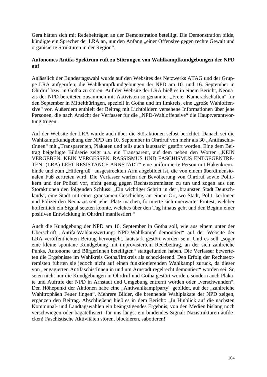 Seite 105 des Verfassungsschutzbericht 2005 Thüringen