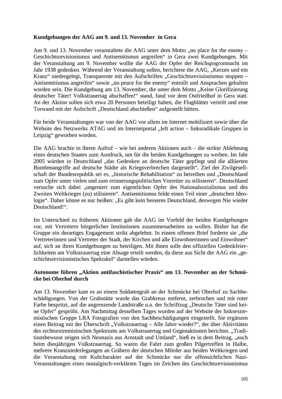 Seite 106 des Verfassungsschutzbericht 2005 Thüringen