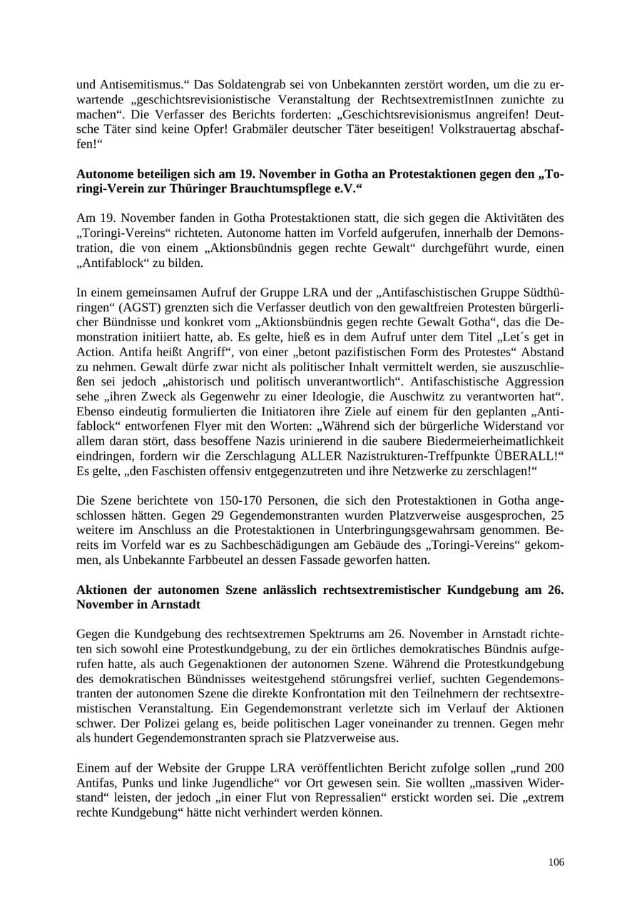 Seite 107 des Verfassungsschutzbericht 2005 Thüringen