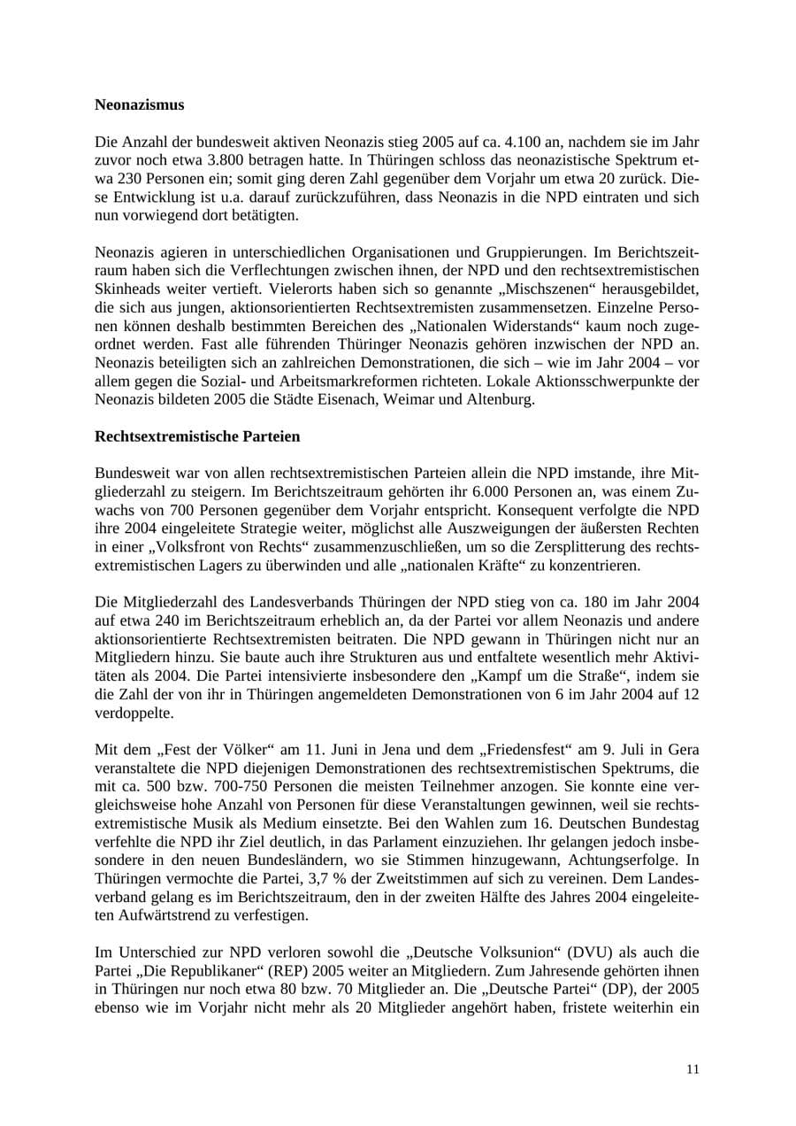 Seite 12 des Verfassungsschutzbericht 2005 Thüringen