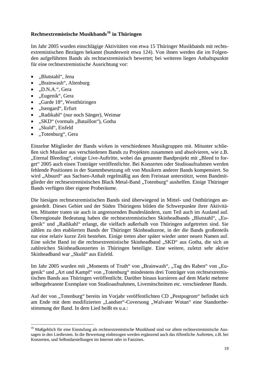 Seite 20 des Verfassungsschutzbericht 2005 Thüringen