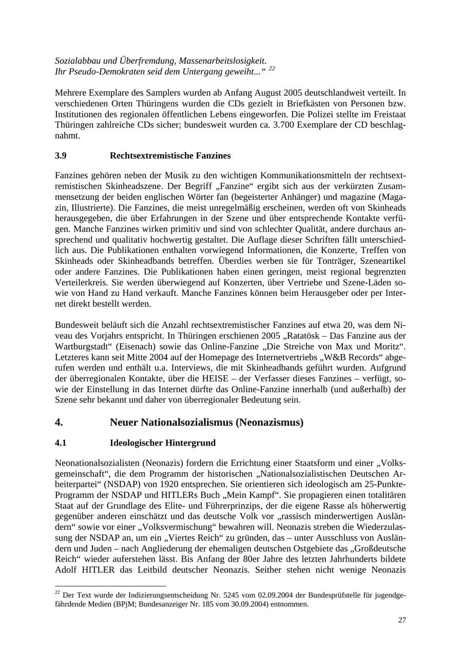 Seite 28 des Verfassungsschutzbericht 2005 Thüringen