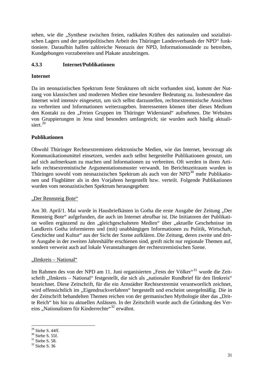 Seite 32 des Verfassungsschutzbericht 2005 Thüringen
