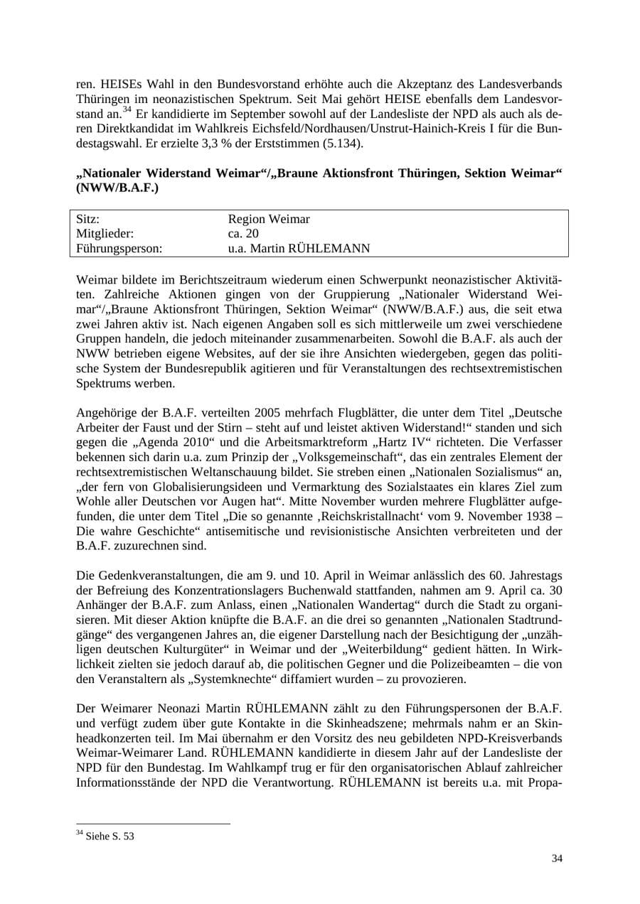 Seite 35 des Verfassungsschutzbericht 2005 Thüringen