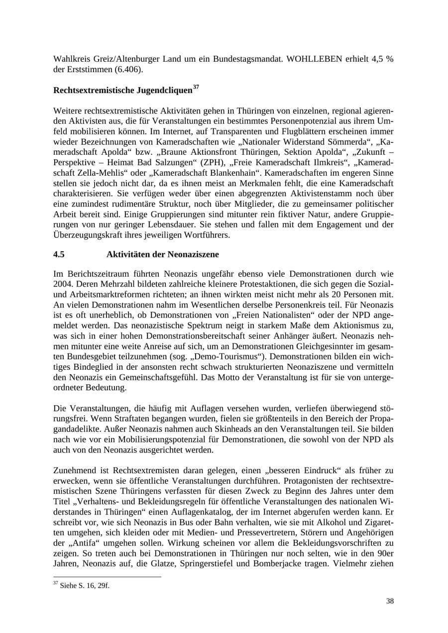 Seite 39 des Verfassungsschutzbericht 2005 Thüringen