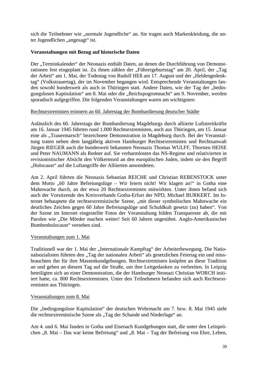 Seite 40 des Verfassungsschutzbericht 2005 Thüringen