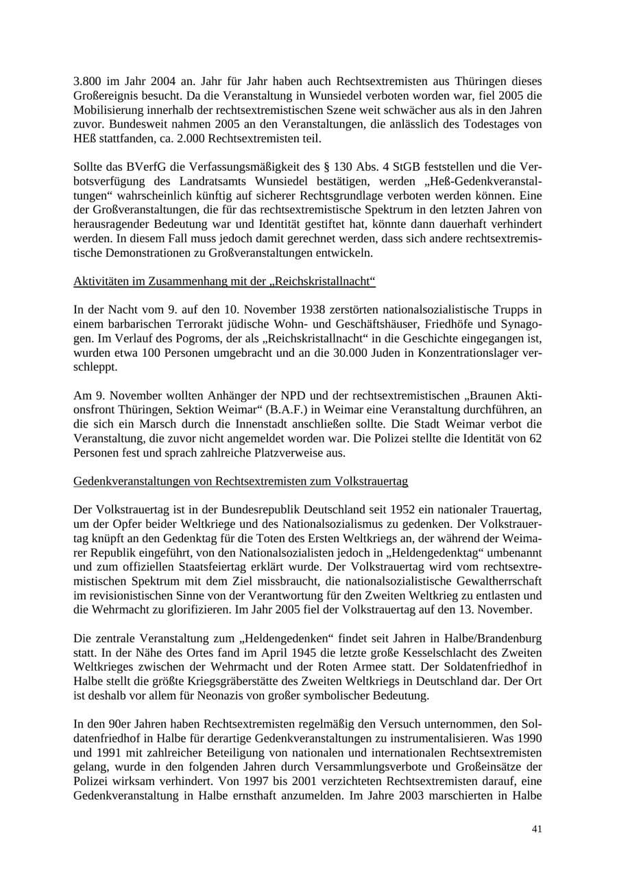 Seite 42 des Verfassungsschutzbericht 2005 Thüringen