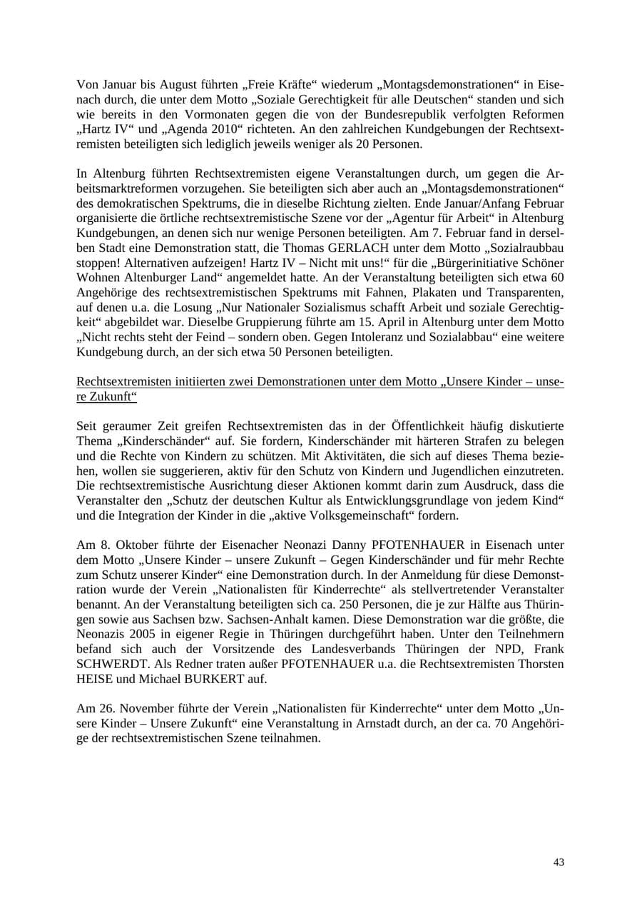 Seite 44 des Verfassungsschutzbericht 2005 Thüringen