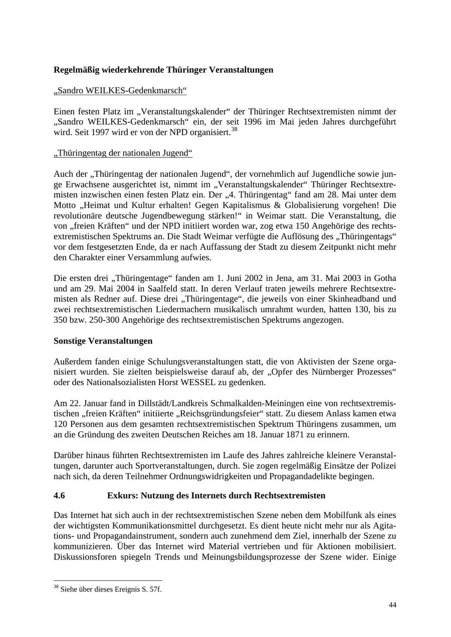 Seite 45 des Verfassungsschutzbericht 2005 Thüringen