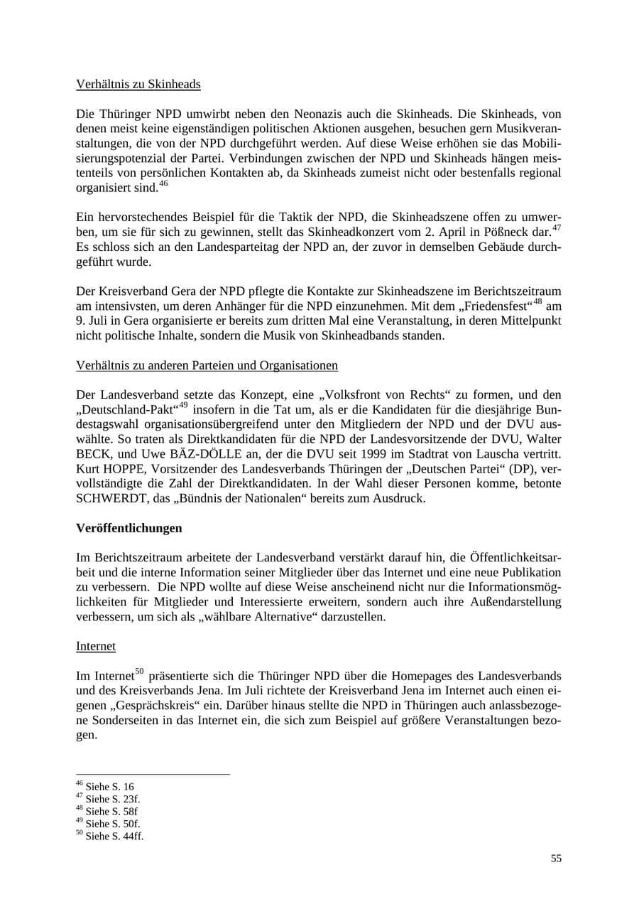 Seite 56 des Verfassungsschutzbericht 2005 Thüringen