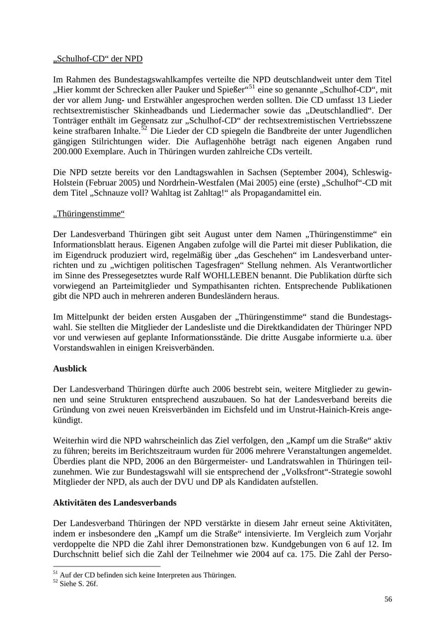 Seite 57 des Verfassungsschutzbericht 2005 Thüringen