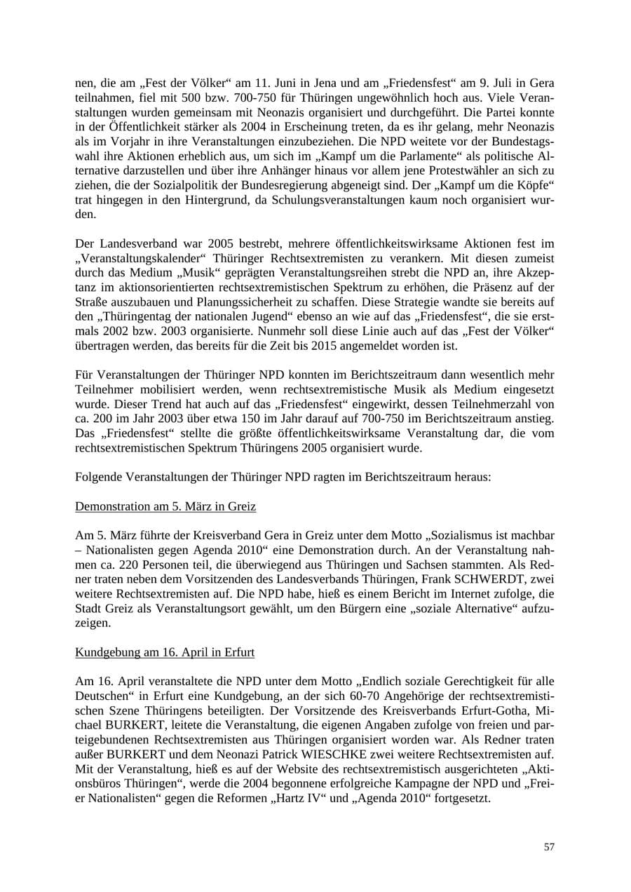 Seite 58 des Verfassungsschutzbericht 2005 Thüringen