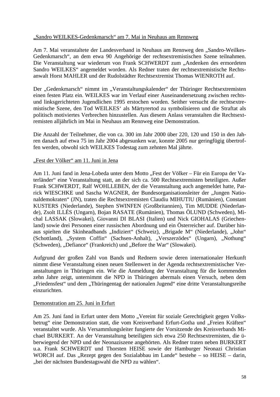 Seite 59 des Verfassungsschutzbericht 2005 Thüringen