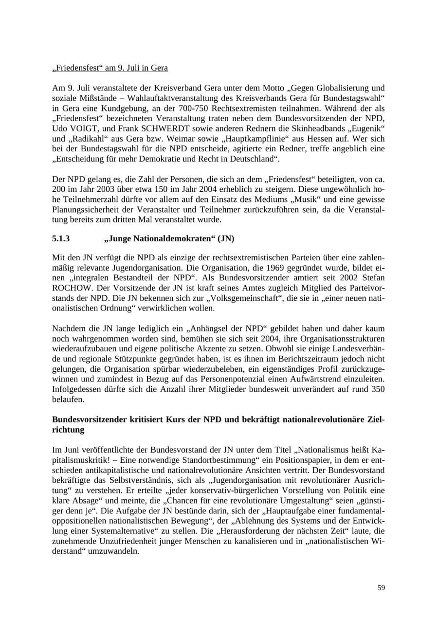 Seite 60 des Verfassungsschutzbericht 2005 Thüringen