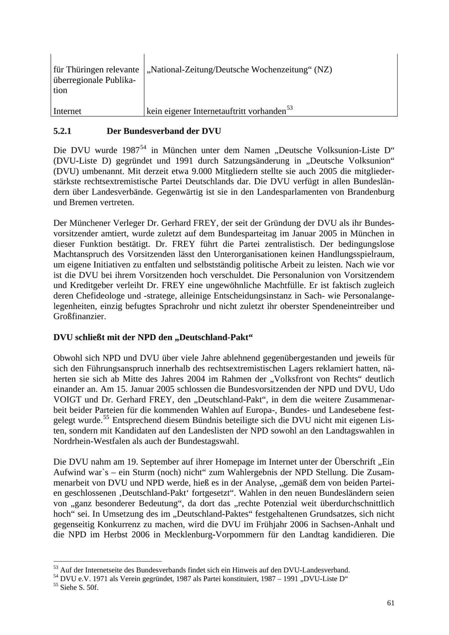 Seite 62 des Verfassungsschutzbericht 2005 Thüringen