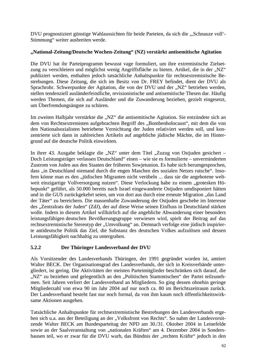 Seite 63 des Verfassungsschutzbericht 2005 Thüringen