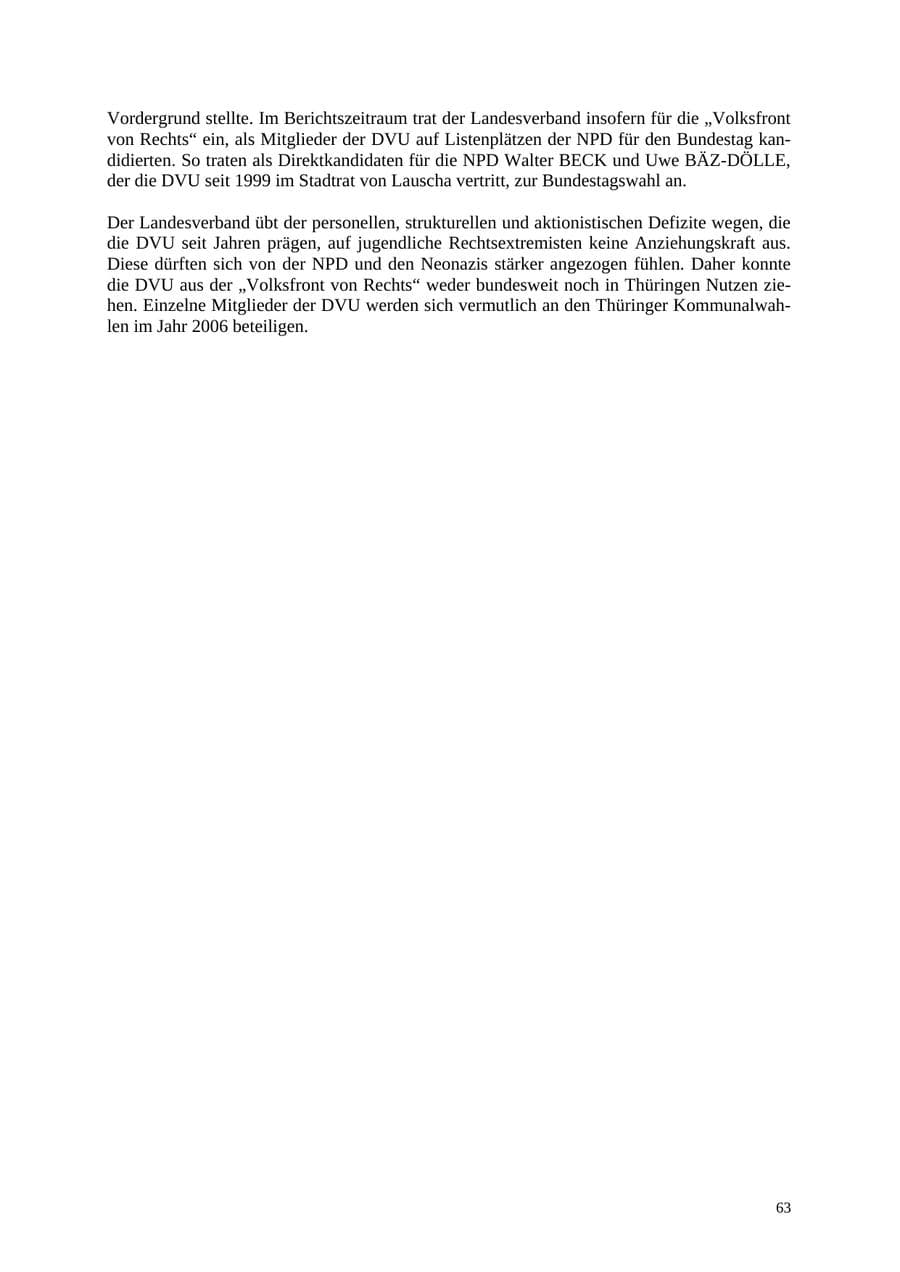 Seite 64 des Verfassungsschutzbericht 2005 Thüringen
