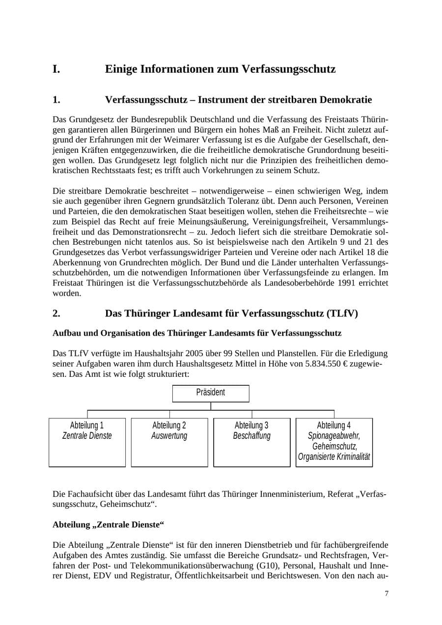 Seite 8 des Verfassungsschutzbericht 2005 Thüringen