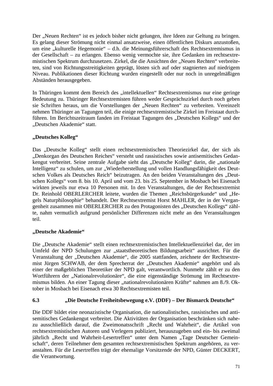 Seite 72 des Verfassungsschutzbericht 2005 Thüringen