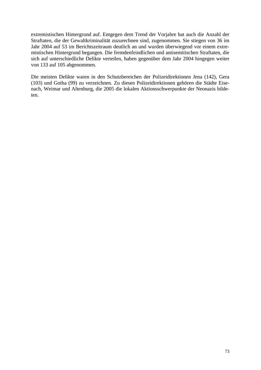 Seite 74 des Verfassungsschutzbericht 2005 Thüringen