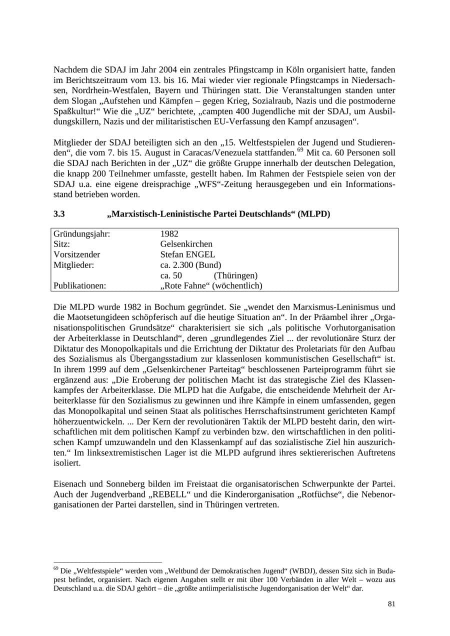 Seite 82 des Verfassungsschutzbericht 2005 Thüringen