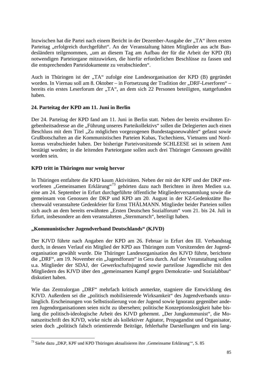 Seite 86 des Verfassungsschutzbericht 2005 Thüringen