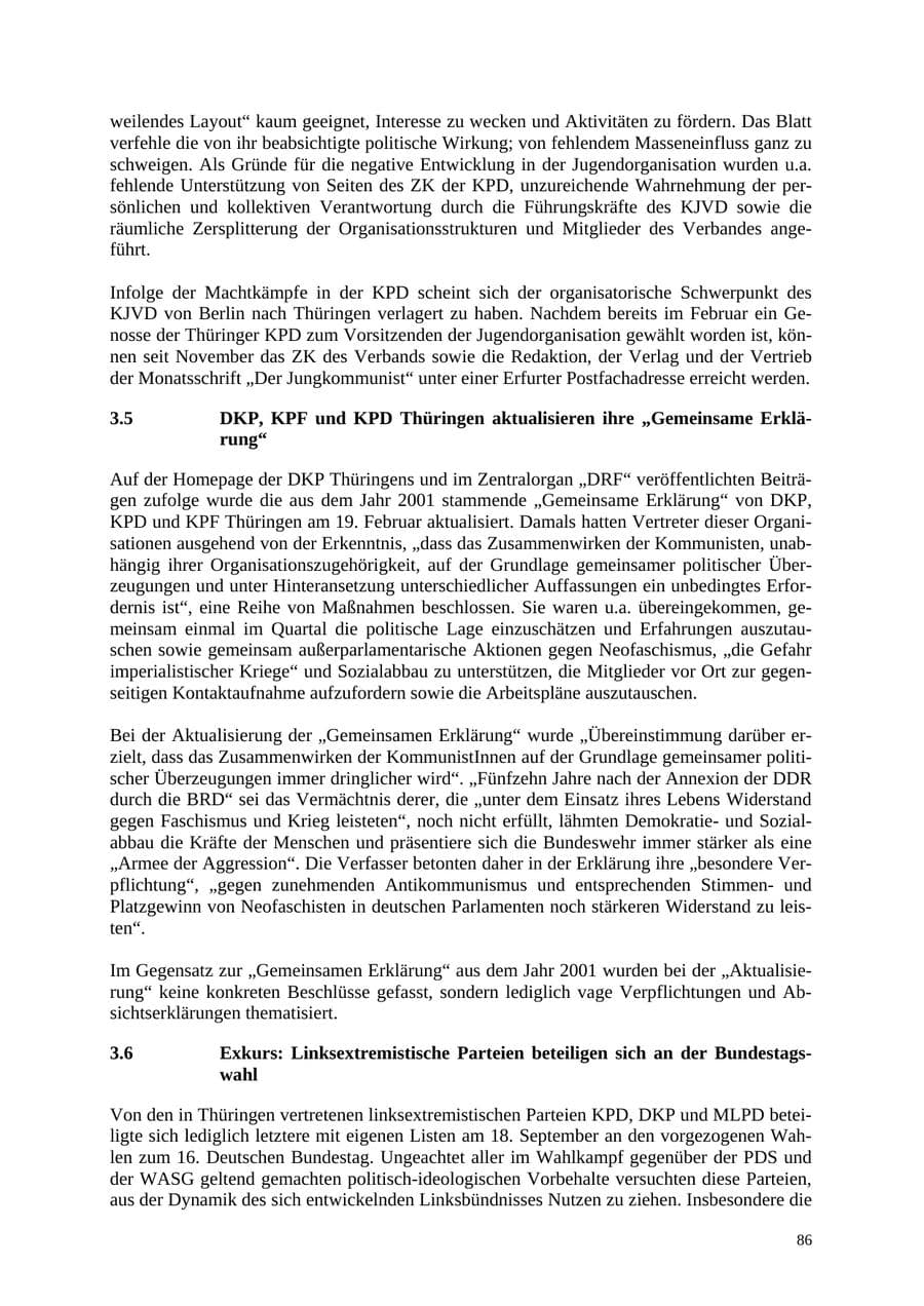 Seite 87 des Verfassungsschutzbericht 2005 Thüringen