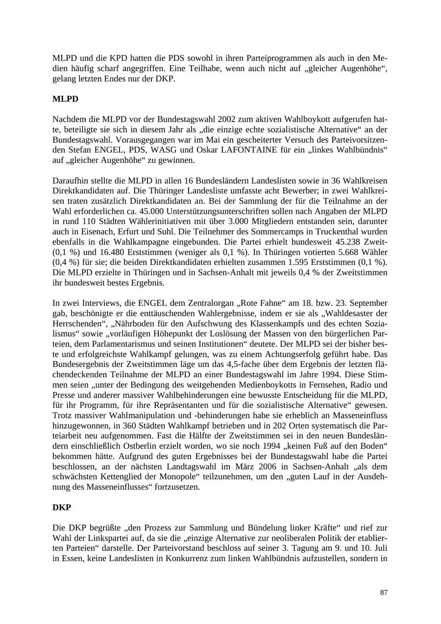 Seite 88 des Verfassungsschutzbericht 2005 Thüringen
