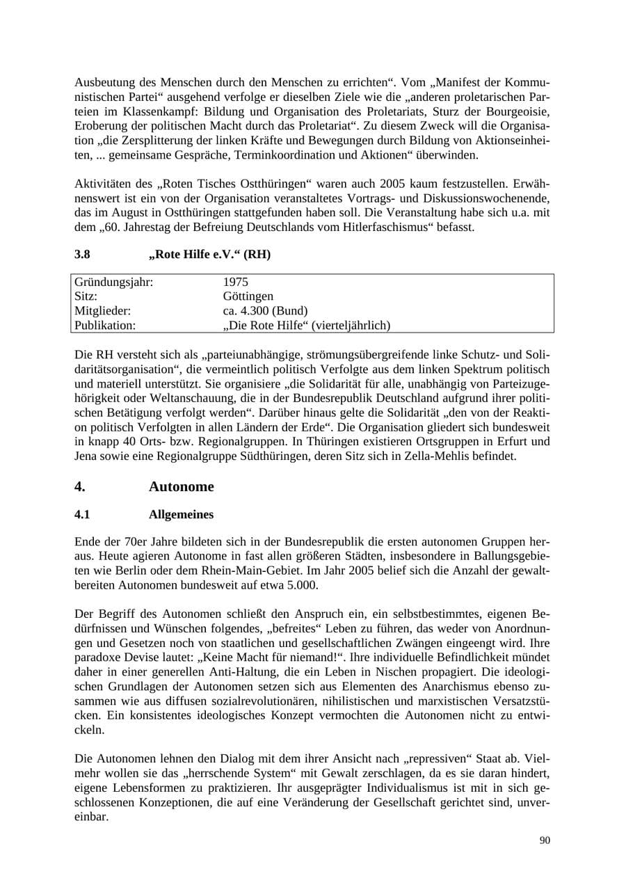 Seite 91 des Verfassungsschutzbericht 2005 Thüringen