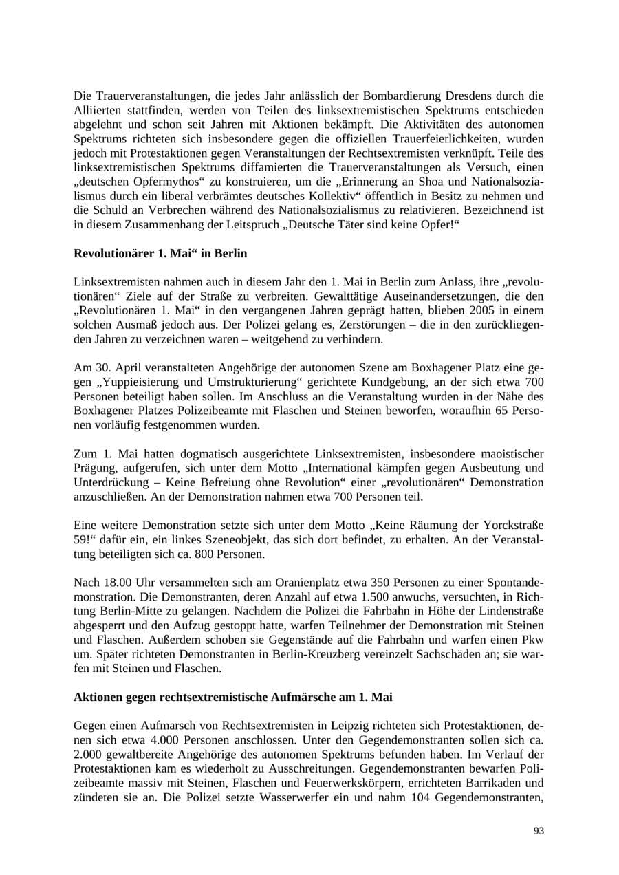 Seite 94 des Verfassungsschutzbericht 2005 Thüringen
