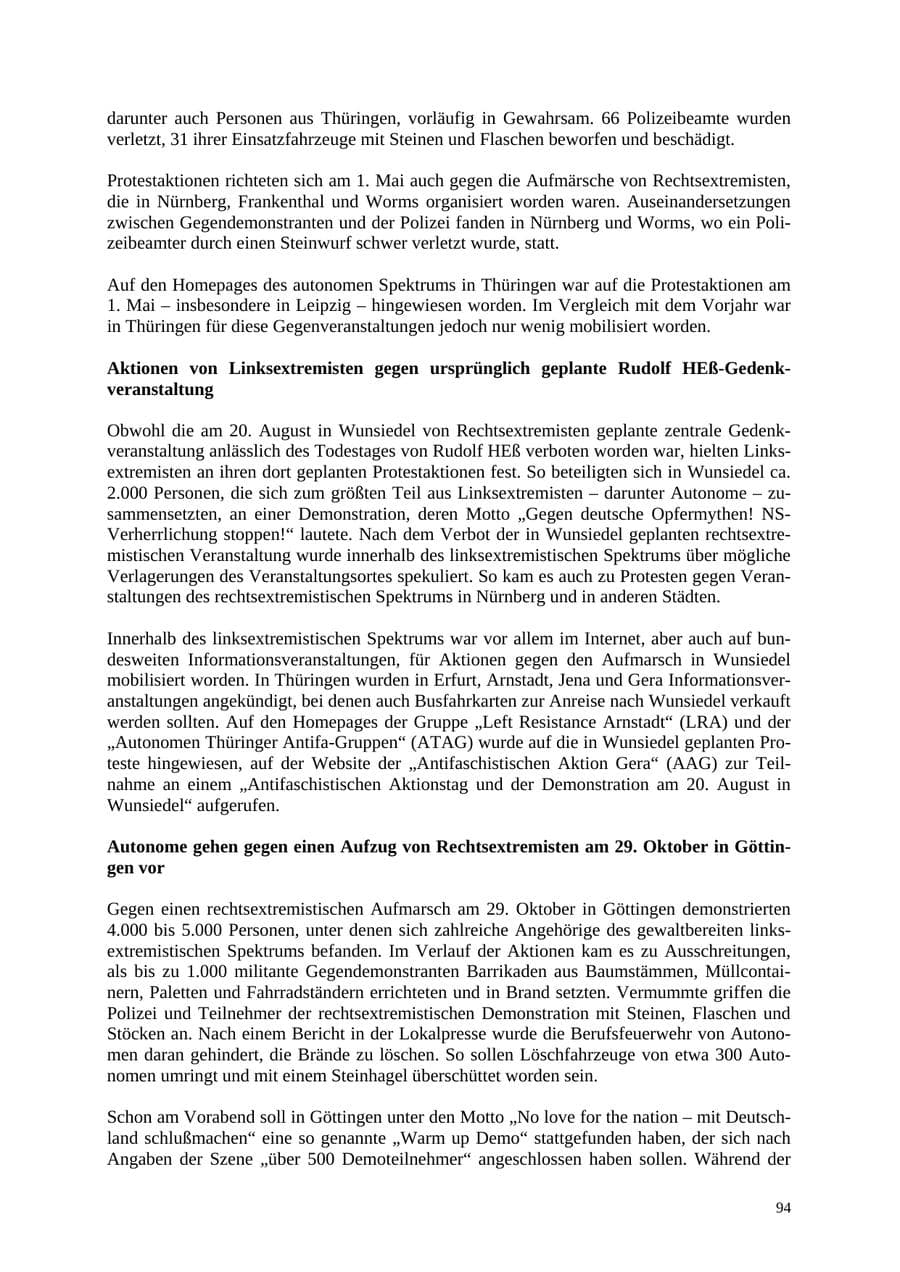 Seite 95 des Verfassungsschutzbericht 2005 Thüringen