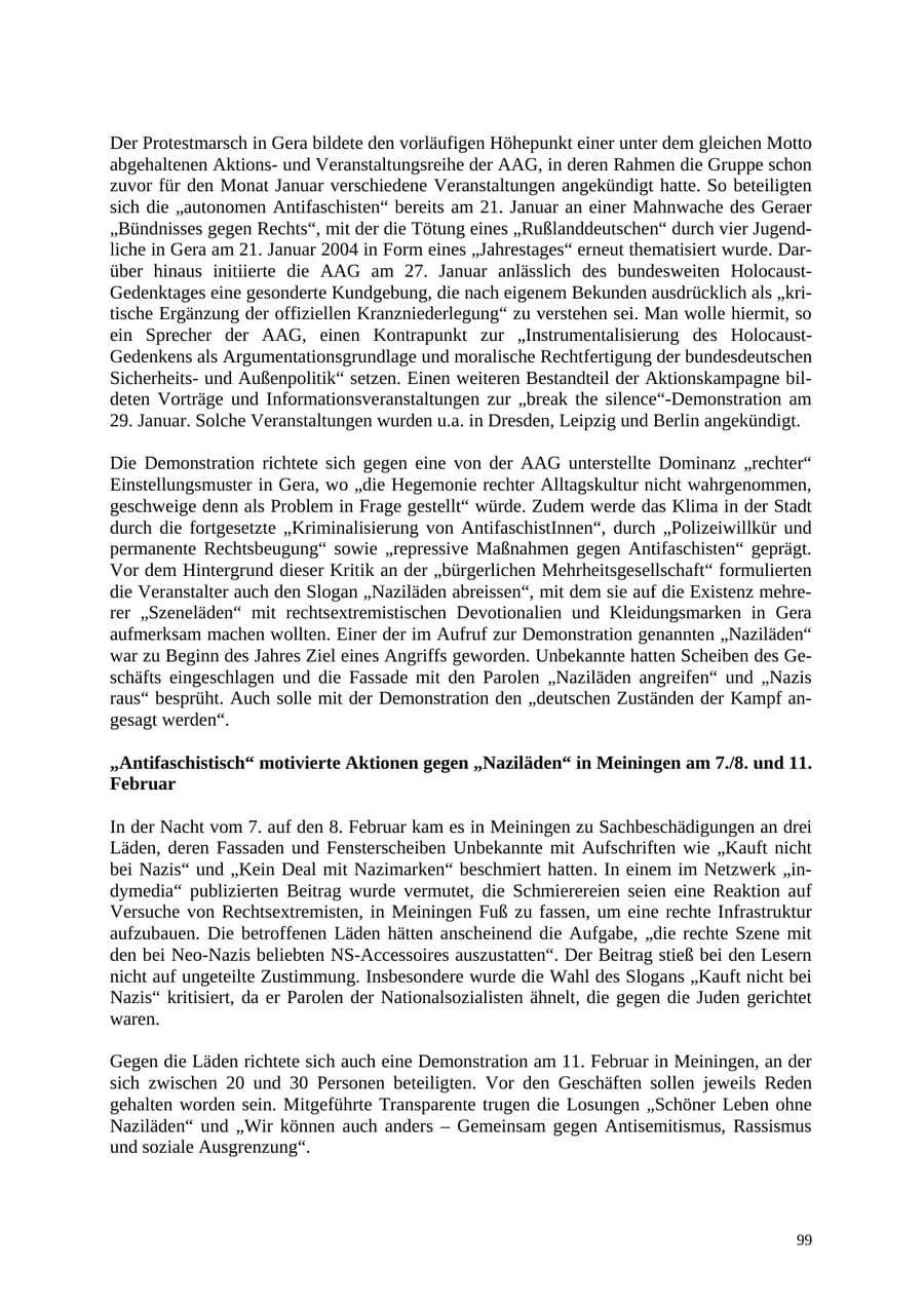 Seite 100 des Verfassungsschutzbericht 2005 Thüringen