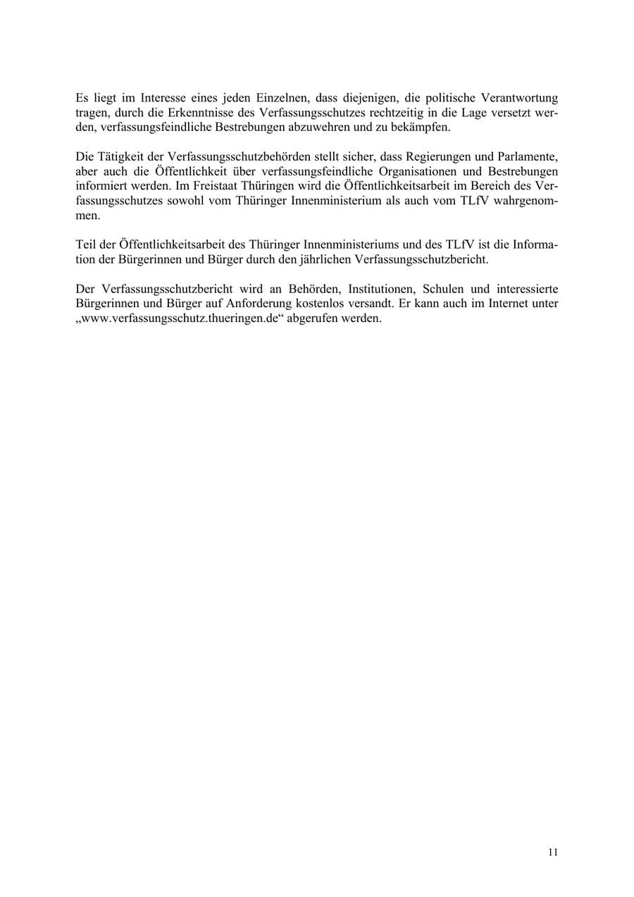 Seite 11 des Verfassungsschutzbericht 2006 Thüringen