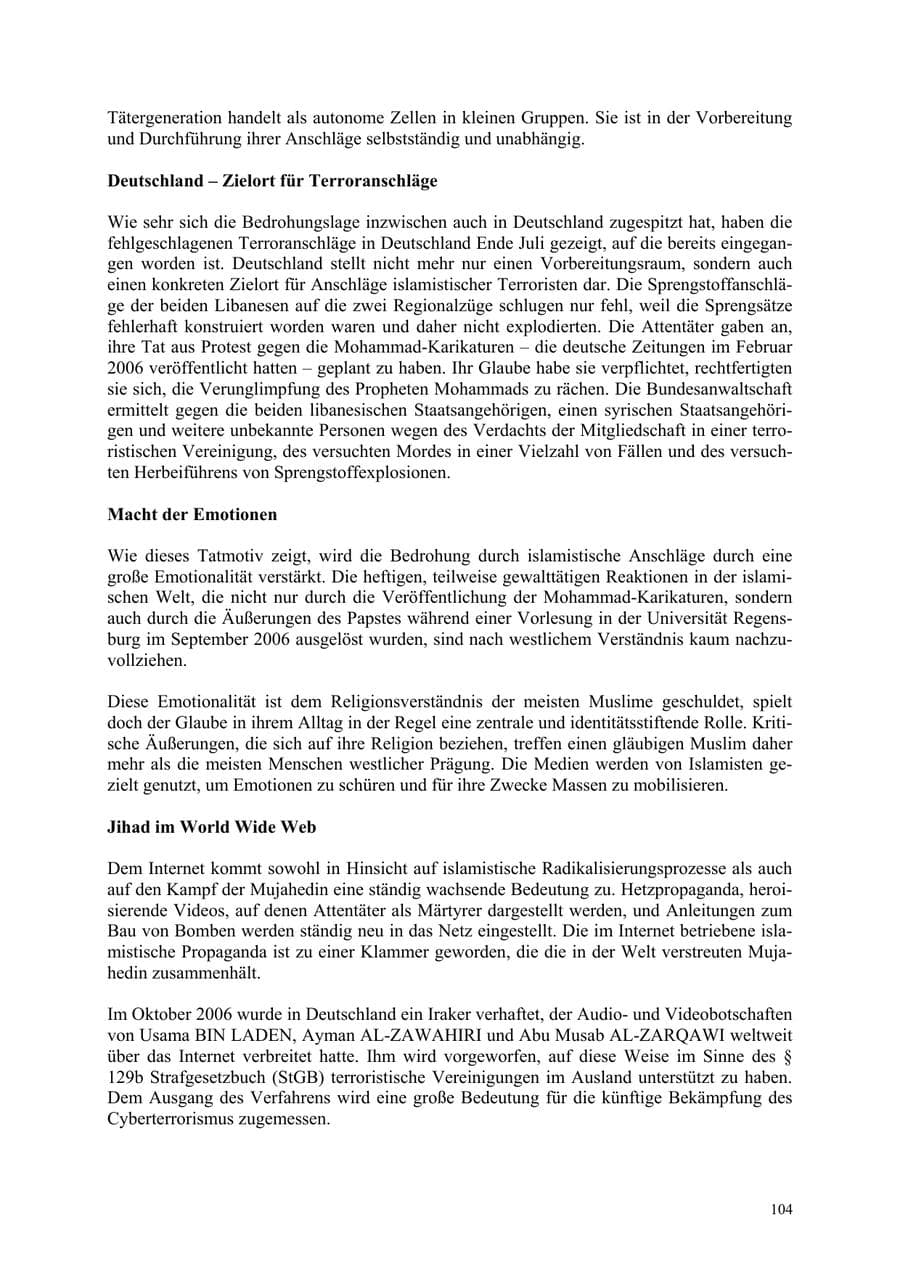 Seite 104 des Verfassungsschutzbericht 2006 Thüringen