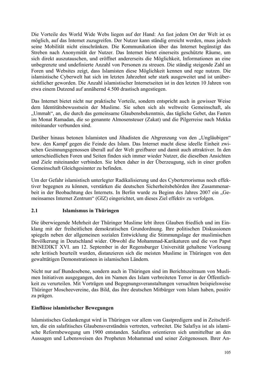 Seite 105 des Verfassungsschutzbericht 2006 Thüringen