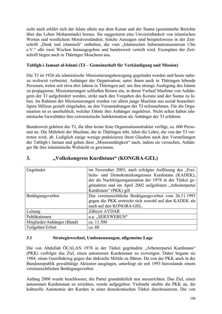 Seite 106 des Verfassungsschutzbericht 2006 Thüringen