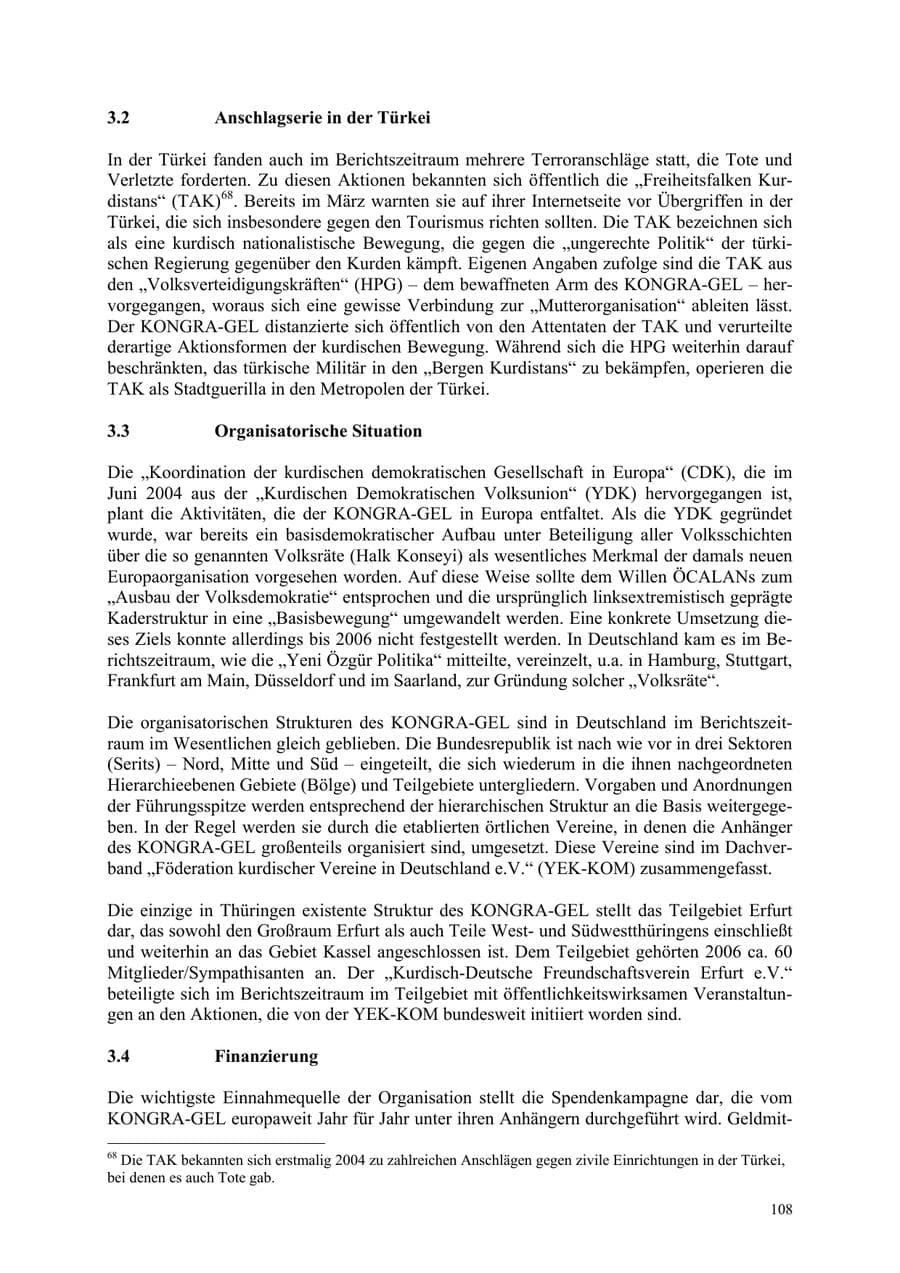 Seite 108 des Verfassungsschutzbericht 2006 Thüringen