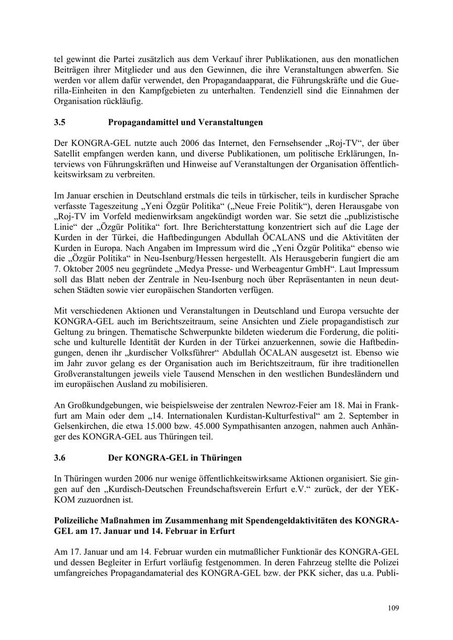 Seite 109 des Verfassungsschutzbericht 2006 Thüringen