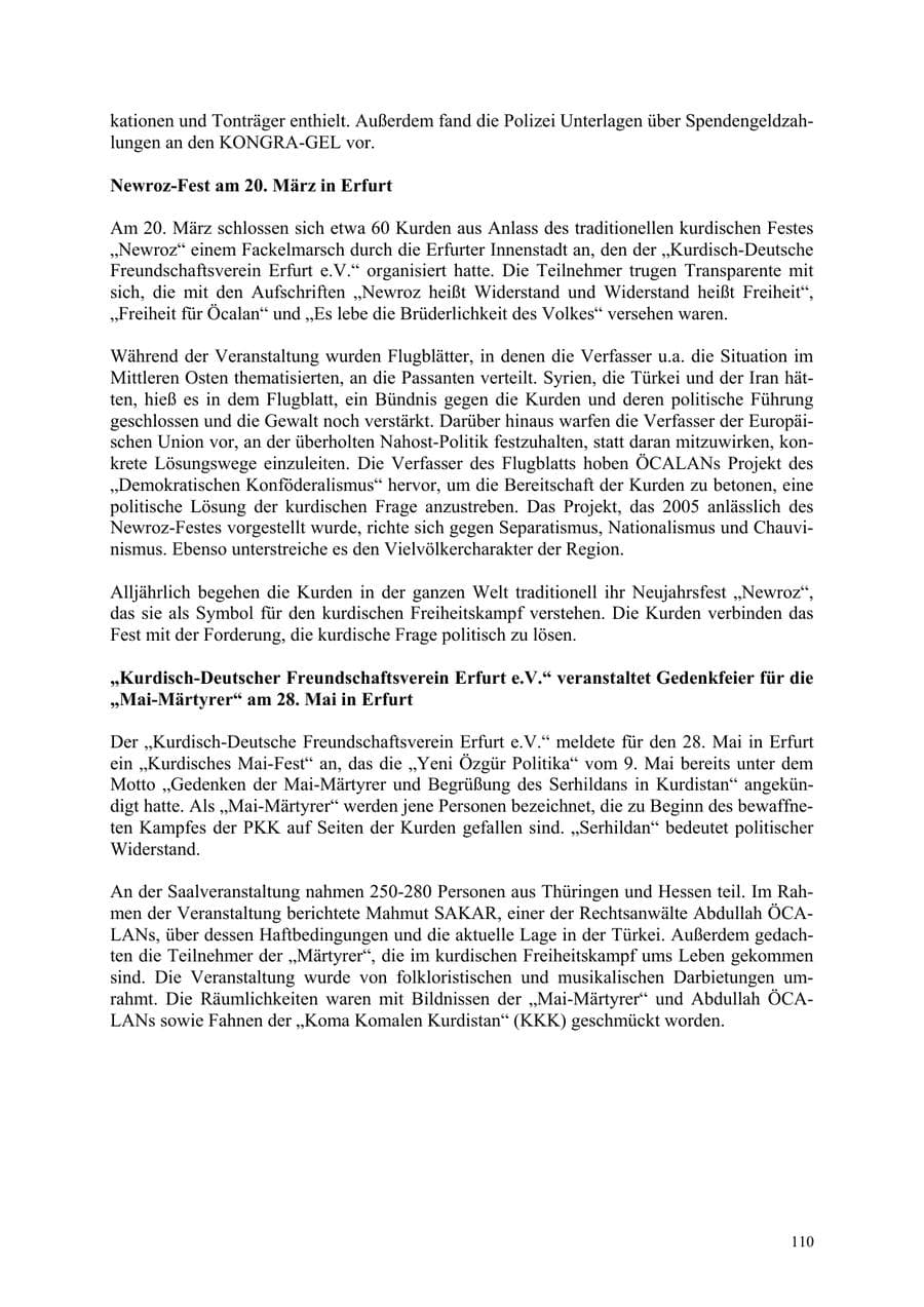 Seite 110 des Verfassungsschutzbericht 2006 Thüringen
